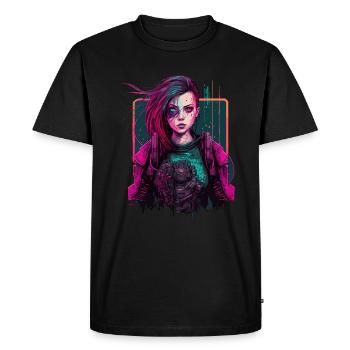 Trendy Drawing Of A Futuristic Girl - Men's Premium Organic T-Shirt - black - Front - Nico (187cm)