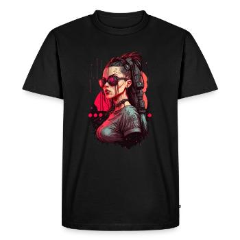 Wonderful Artwork of a Futuristic Women - Men's Premium Organic T-Shirt - black - Front - Nico (187cm)