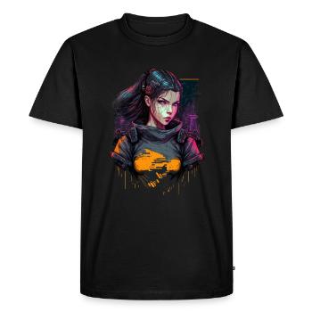 Cool Drawing of a Futuristic Women - Men's Premium Organic T-Shirt - black - Front - Nico (187cm)