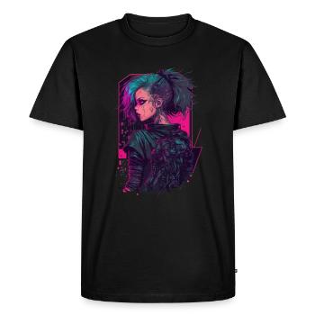 Illustration numérique cool d’une femme punk - T-shirt Premium bio Homme - noir - Devant - Nico (187cm)