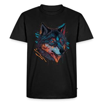Dessin de loup pour tous les passionnés d’animaux - T-shirt Premium bio Homme - noir - Devant - Nico (187cm)