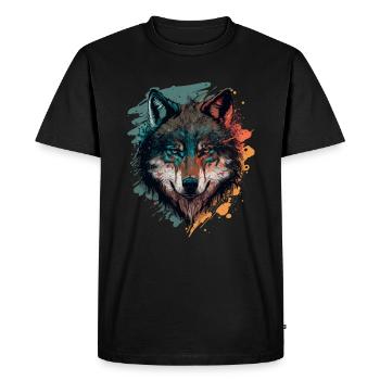 Design étonnant d’un loup - T-shirt Premium bio Homme - noir - Devant - Nico (187cm)