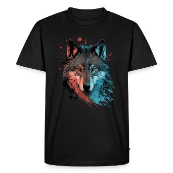 Une illustration numérique de tête de loup comme le grand - T-shirt Premium bio Homme - noir - Devant - Nico (187cm)