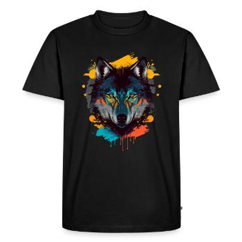 Superbe dessin d’une tête de loup - T-shirt Premium bio Homme - noir - Devant - Nico (187cm)