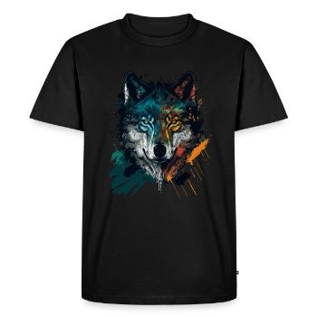 Une œuvre d’art à tête de loup comme cadeau de Noël fabuleux - T-shirt Premium bio Homme - noir - Devant - Nico (187cm)