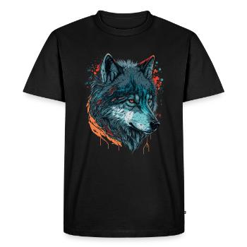 Une illustration numérique de tête de loup pour tous les chasseurs - T-shirt Premium bio Homme - noir - Devant - Nico (187cm)