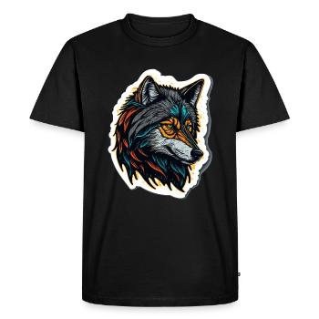 Peinture numérique d’une tête de loup - T-shirt Premium bio Homme - noir - Devant - Nico (187cm)