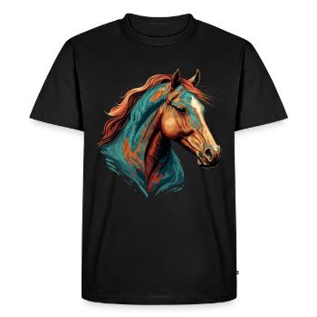 Tête de jument - T-shirt Premium bio Homme - noir - Devant - Nico (187cm)