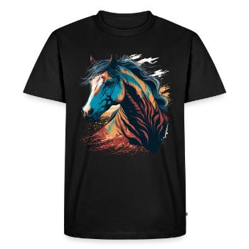 Visage de jument - T-shirt Premium bio Homme - noir - Devant - Nico (187cm)
