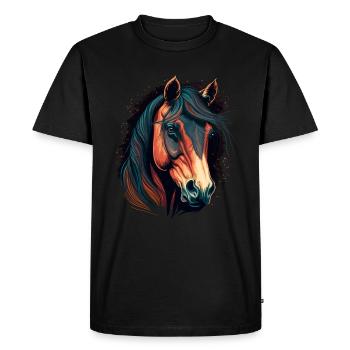Peinture numérique de cheval à la mode - T-shirt Premium bio Homme - noir - Devant - Nico (187cm)