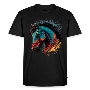 Trendy Horse Head Design - Men's Premium Organic T-Shirt - black - Front - Nico (187cm)