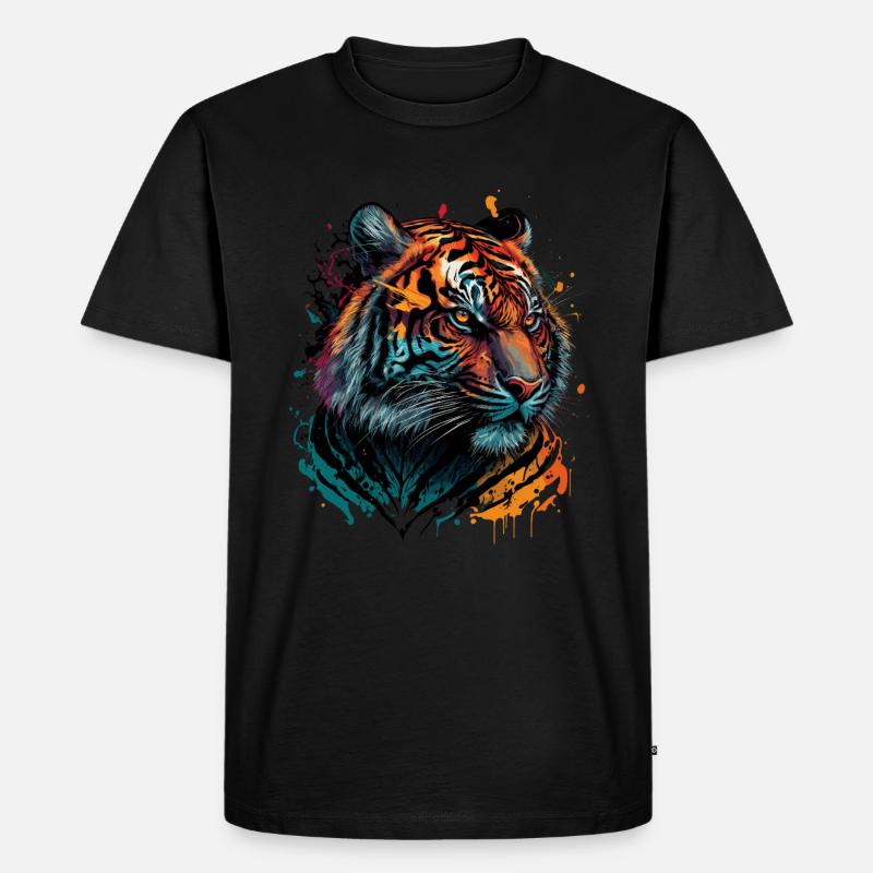 Bunter Tiger - Männer Premium Bio T-Shirt - Schwarz