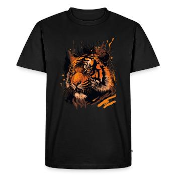 Tiger showing Teeth - Men's Premium Organic T-Shirt - black - Front - Nico (187cm)