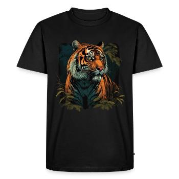 Tigre à l’état sauvage - T-shirt Premium bio Homme - noir - Devant - Nico (187cm)