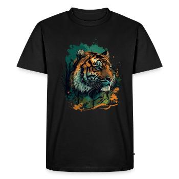 Conception de visage de tigre plat - T-shirt Premium bio Homme - noir - Devant - Nico (187cm)