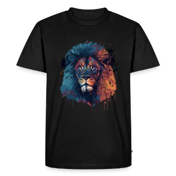 Lion Illustration - T-shirt Premium bio Homme - noir - Devant - Nico (187cm)