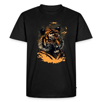 Dangerous Tiger showing Teeth - Men's Premium Organic T-Shirt - black - Front - Nico (187cm)