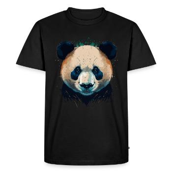 Panda Vous regardant - T-shirt Premium bio Homme - noir - Devant - Nico (187cm)