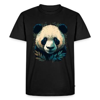 Panda avec des lattes de bambou - T-shirt Premium bio Homme - noir - Devant - Nico (187cm)