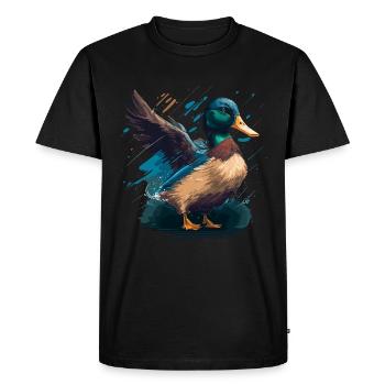 Canard aux ailes - T-shirt Premium bio Homme - noir - Devant - Nico (187cm)
