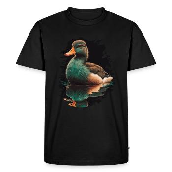Duck Reflecting in Water - Men's Premium Organic T-Shirt - black - Front - Nico (187cm)