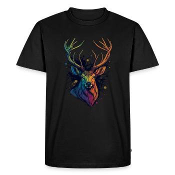 Cerf - T-shirt Premium bio Homme - noir - Devant - Nico (187cm)
