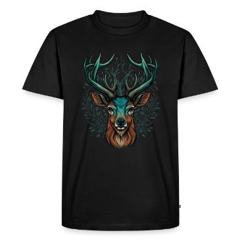Tête de cerf - T-shirt Premium bio Homme - noir - Devant - Nico (187cm)