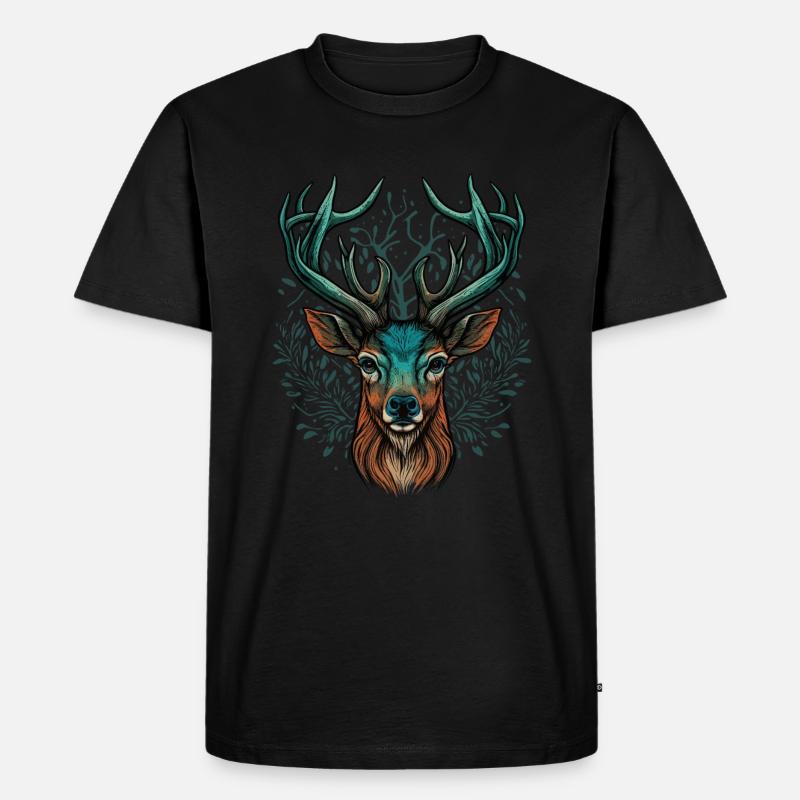 Hirschkopf - Männer Premium Bio T-Shirt - Schwarz