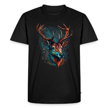 Amoureux des cerfs - T-shirt Premium bio Homme - noir - Devant - Nico (187cm)