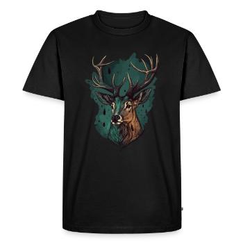 Drôle de cerf - T-shirt Premium bio Homme - noir - Devant - Nico (187cm)