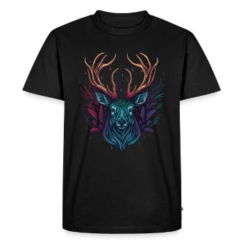 Cerf - T-shirt Premium bio Homme - noir - Devant - Nico (187cm)