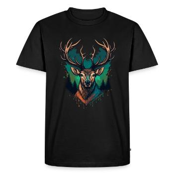 Silhouette de cerf - T-shirt Premium bio Homme - noir - Devant - Nico (187cm)