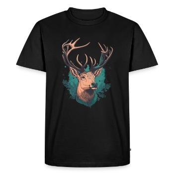 Deer Hunting Lover - Men's Premium Organic T-Shirt - black - Front - Nico (187cm)