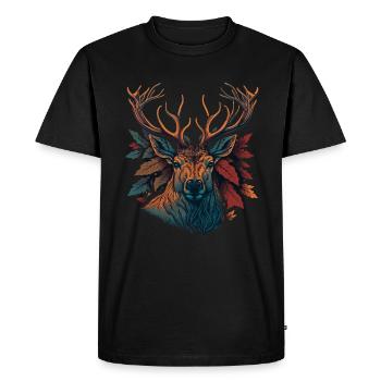 Deer Hunting Lover - Men's Premium Organic T-Shirt - black - Front - Nico (187cm)