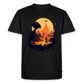 Dessin animé de la Journée mondiale des ovnis - T-shirt Premium bio Homme - noir - Devant - Nico (187cm)