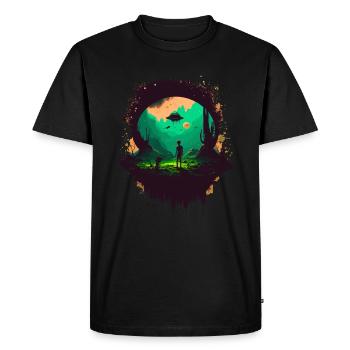 Paix extraterrestre - T-shirt Premium bio Homme - noir - Devant - Nico (187cm)