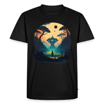Espace extraterrestre vert - T-shirt Premium bio Homme - noir - Devant - Nico (187cm)