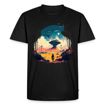 Ce monde - T-shirt Premium bio Homme - noir - Devant - Nico (187cm)