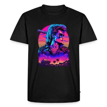 Retro Sunrise - T-shirt Premium bio Homme - noir - Devant - Nico (187cm)
