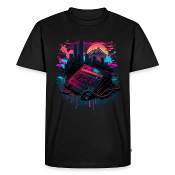Vaperwave Cassette - Men's Premium Organic T-Shirt - black - Front - Nico (187cm)