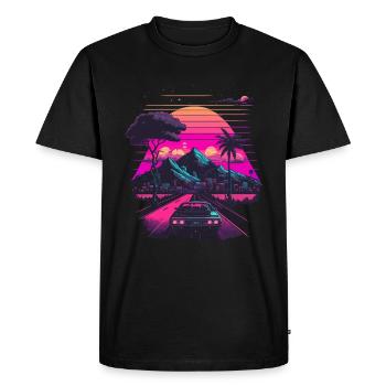 Vaporwave City - Men's Premium Organic T-Shirt - black - Front - Nico (187cm)