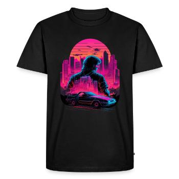 Vaperwave City - Men's Premium Organic T-Shirt - black - Front - Nico (187cm)