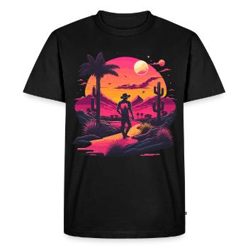 Neon Cowboy - Men's Premium Organic T-Shirt - black - Front - Nico (187cm)
