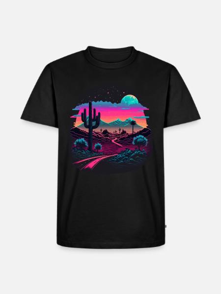 Retro Landschaft - Männer Premium Bio T-Shirt - Schwarz