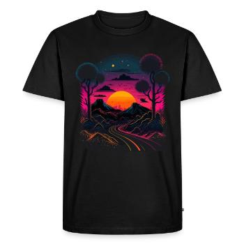 Synthwave Artwork - Men's Premium Organic T-Shirt - black - Front - Nico (187cm)