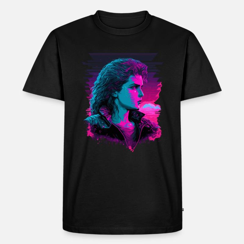 80er Mädchen - Männer Premium Bio T-Shirt - Schwarz
