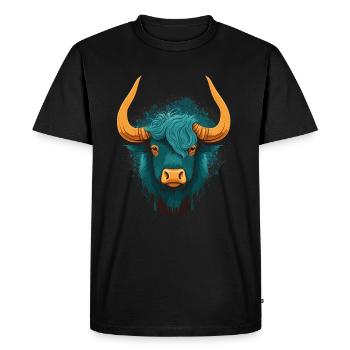 Yak cornu - T-shirt Premium bio Homme - noir - Devant - Nico (187cm)