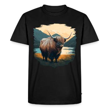 Yak avec lac - T-shirt Premium bio Homme - noir - Devant - Nico (187cm)