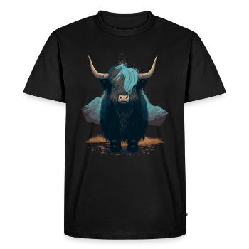 Jeune Yak - T-shirt Premium bio Homme - noir - Devant - Nico (187cm)