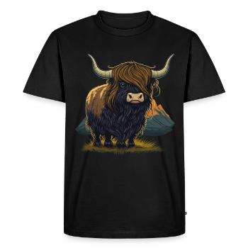Illustration amusante de yak - T-shirt Premium bio Homme - noir - Devant - Nico (187cm)